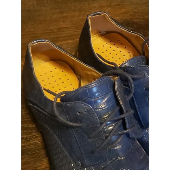 Amalia Blue Dress Shoes Men 10.5 Leather Lace Up - Picture 4 of 5